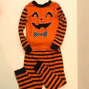 Halloween pjs striped jack o lantern pumpkin 3T GC